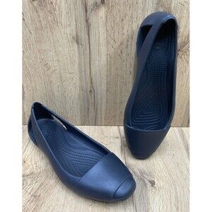 Crocs Iconic Comfort Shoes Sienna 202811 Women Black Slip On Ballet Flat Size 10